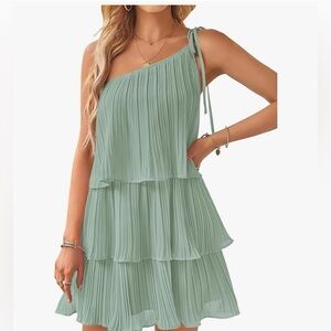 Elegant Mint Green Pleated Dress NWT